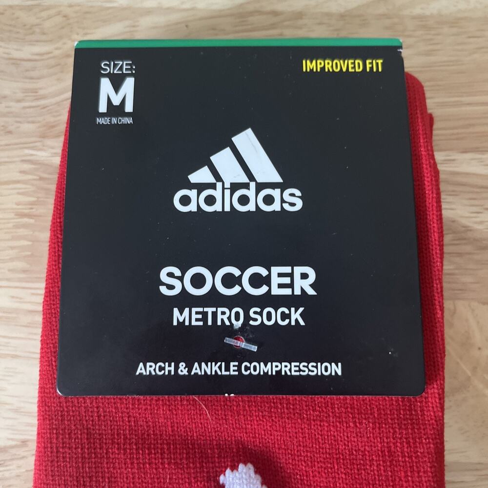 ADIDAS METRO SOCCER ARCH & ANKLE COMPRESSION Medium SOCKS Digital Print Red New - Picture 2 of 4